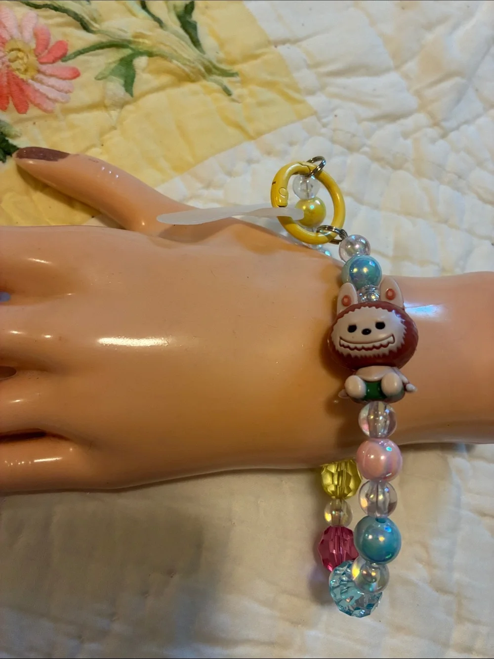 NWT’s- Cute Beaded Pink Bunny Monster Keychain in Pastel Colors